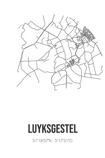 Luyksgestel (North Brabant) | Map | Black and White by Prints of Place