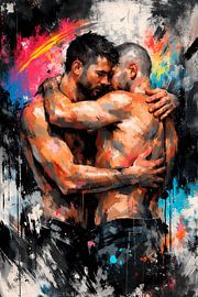 Un moment intime de passion – Portrait expressif d'un homme aux couleurs vives sur ButterflyPix