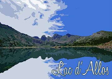 Vintage poster Lac d'Allos, Frankrijk van Discover Dutch Nature