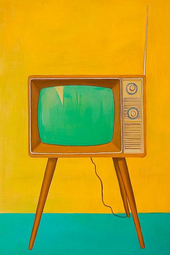 Retro televisie voor een kleurrijke achtergrond