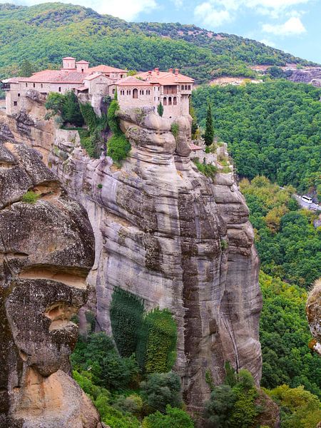 Monastery Varlaam on rocks in the Meteora Mountains, Greece by Ines Porada