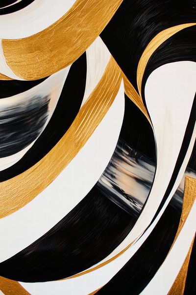 Goldene Linien auf Schwarz-Weiß von Poster Art Shop