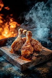 Smoked chicken wings in smoke - delicious by Poster Art Shop