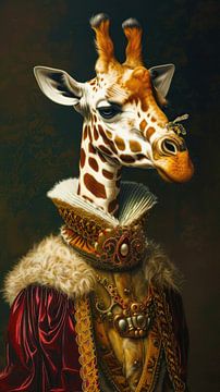 The Royal Giraffe and his Special Companion by Gisela- Art for You