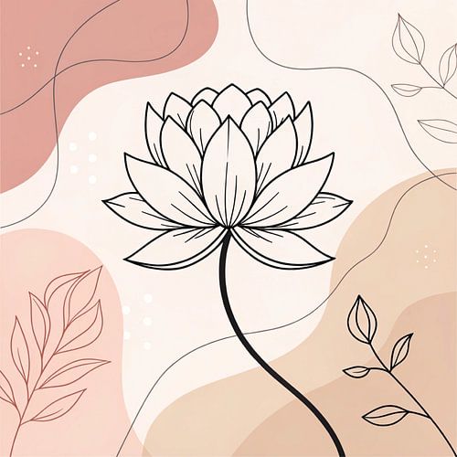 Lotus Bloem Lijn Art Boho Abstracte Illustratie