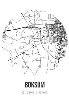 Boksum (Fryslan) | Landkaart | Zwart-wit van Rezona