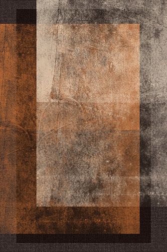 Moderne abstracte minimalistische kunst in zwart, terracotta en wit.