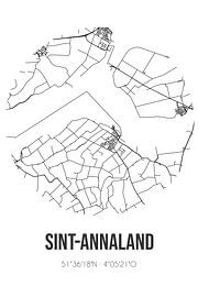 Sint-Annaland (Zeeland) | Karte | Schwarz und Weiß von Ortsdrucke