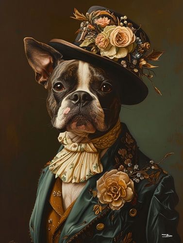 hond in victoriaanse kleding