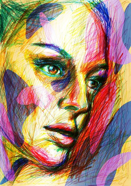 Veelkleurig dromend gezicht van ART Eva Maria