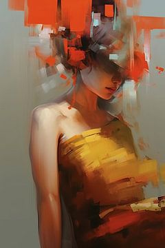 Modern and colourful abstract portrait by Carla Van Iersel