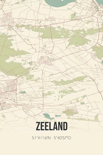 Vintage landkaart van Zeeland (Noord-Brabant)