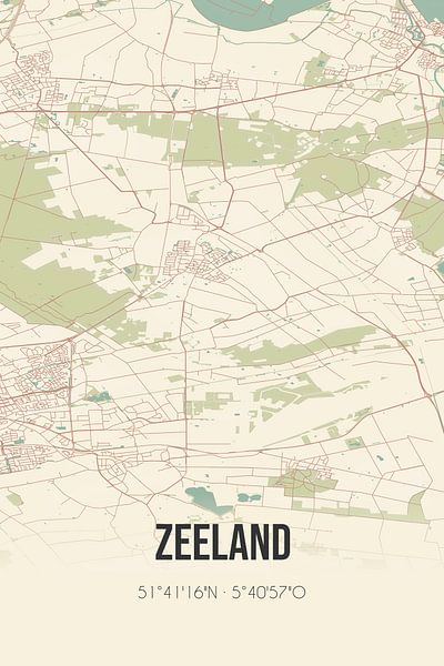 Alte Karte von Zeeland (Nordbrabant) von Ortsdrucke