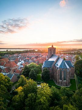 Sunset at the Grote Kerk in Elburg by Bas van der Gronde