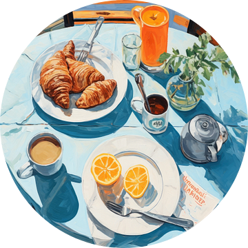 Blauwe ontbijttafel croissant van studio snik.