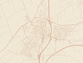 Kaart van Meppel in Terracotta van De Kaartenwinkel