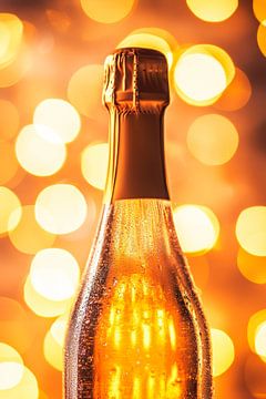 Sektflasche vor festlichem Hintergrund von Poster Art Shop