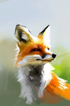 Prachtig realistisch schilderij van een vos van De Muurdecoratie