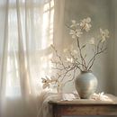 Still life, Magnolia branch on Vase in front of window by Caroline Guerain thumbnail