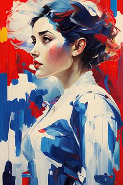 Elegantie in blauw, rood en wit van Peter Balan