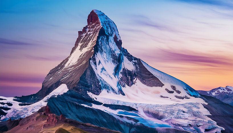 Mountains with snow and sunset by Mustafa Kurnaz
