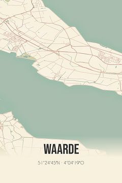 Vintage landkaart van Waarde (Zeeland) van Rezona