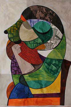 Abstract Cubist Portrait in Vivid Colours by Imperial Art House
