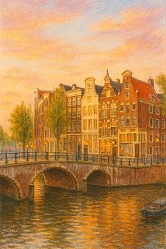 Zonsondergang in Amsterdam: Sfeer van de Grachten van But First Framing