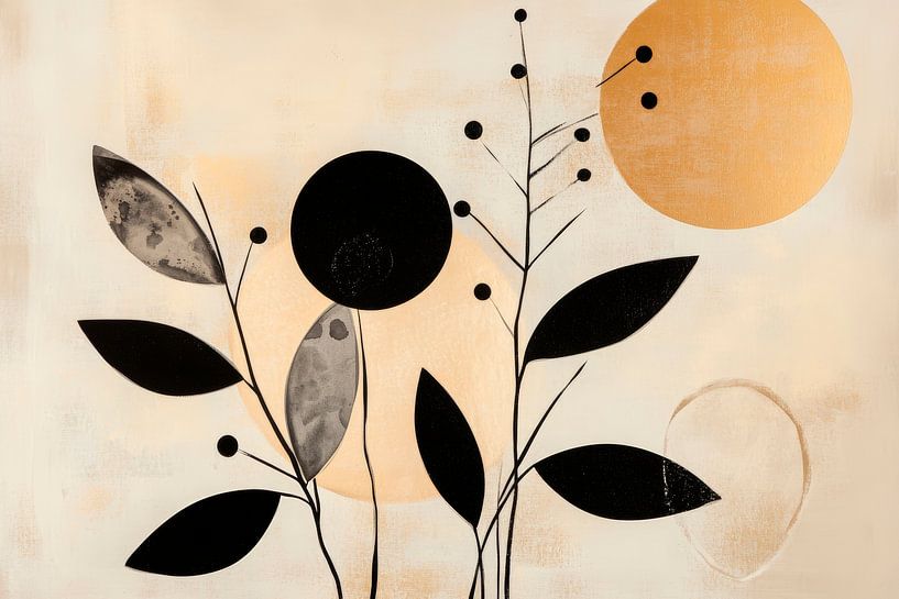 Abstracte plantencompositie met cirkels van Poster Art Shop