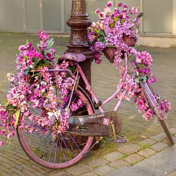 Fahrrad mit Blumen. Amsterdam. von Alie Ekkelenkamp