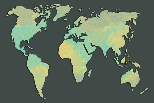 Wereldkaart groen geel