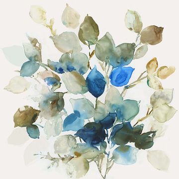 Blaue Blätter II, Asia Jensen von PI Creative Art