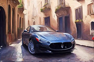 Een Maserati in een klein Italiaans stadje van DeVerviers
