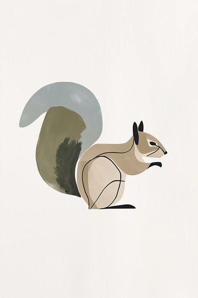 Art abstrait minimaliste de l'écureuil par Art & Soul Creations