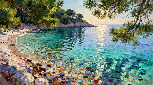 Hidden cove – turquoise waters in the shade of the pines