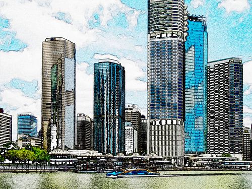 De skyline van Brisbane