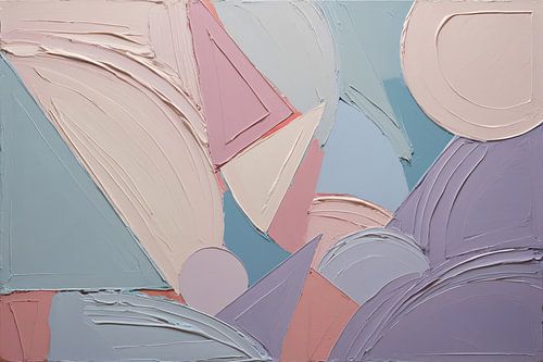 Geometrisch abstract schilderij in pasteltinten