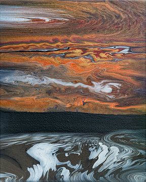 Impact - Abstrakte Landschaft - Acrylfarbe auf Leinwand von Hannie Kassenaar