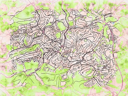 Map of Lüdenscheid with the style 'Soothing Spring'