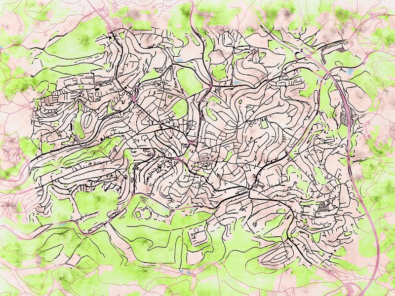 Carte de Lüdenscheid avec le style 'Soothing Spring' par Maporia