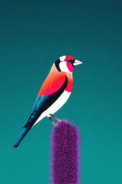 Lone Goldfinch on a Purple Thistle by Karina Brouwer
