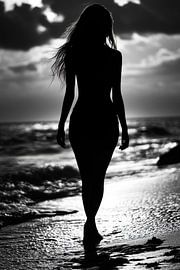 Silhouette on the beach by Poster Art Shop