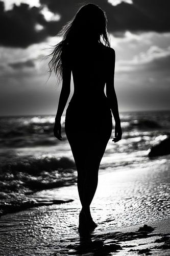 Silhouet op het strand