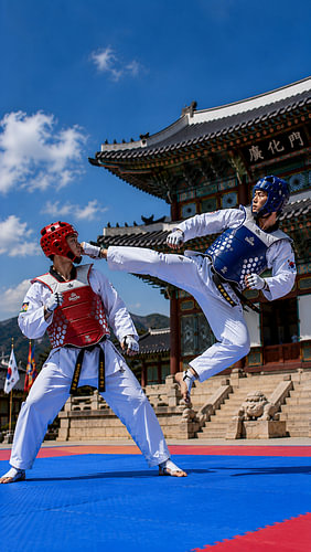 Vliegende trap – Taekwondo bij het Gyeongbokgung-paleis