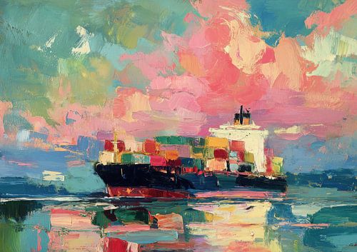 Impressionistisch containerschip