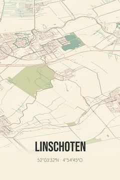 Vintage landkaart van Linschoten (Utrecht) van Rezona