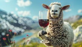 Wine drinking sheep panorama by TheXclusive Art