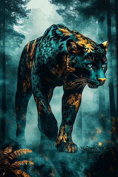 Léopard mystique dans une forêt surréaliste par Imperial Art House