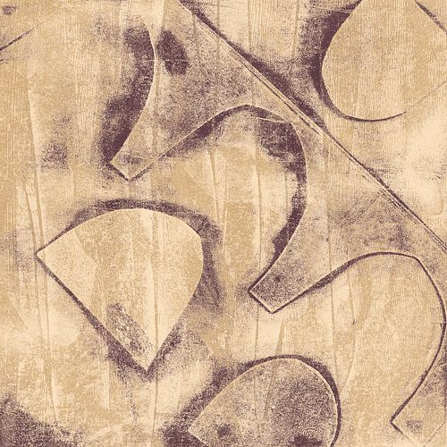Moderne abstracte kunst. Vormen in taupe en beige.