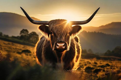 Schotse hooglander in mooi licht